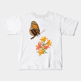 Butterfly And Lilies Kids T-Shirt